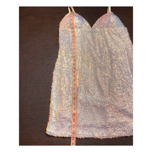 Plus Size Iridescent Champagne Rose Gold Sequin Mini Dress 3X Party New Years - Picture 6 of 10